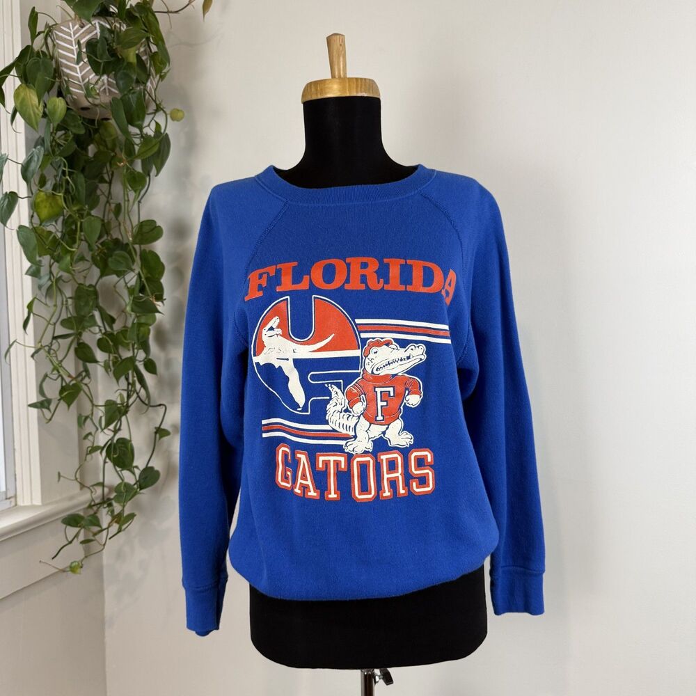 Vintage 80s 90s Florida Gators Crewneck Sweatshirt Blue Albert Mascot Graphic